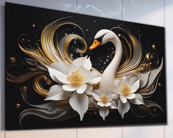 White Swan Tempered Glass Wall Art, Glass Wall Decor, White Swan Wall Art, Animal Wall Decor, Large Wall Art, Housewarming Gift, Swan Decor