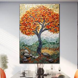 Tree Of Life Tempered Glass Wall Art, Stained Glass Art, Mosaic Tree Wall Art, Life Of Tree Art, Glass Wall Decor, Glass Printing Wall Art