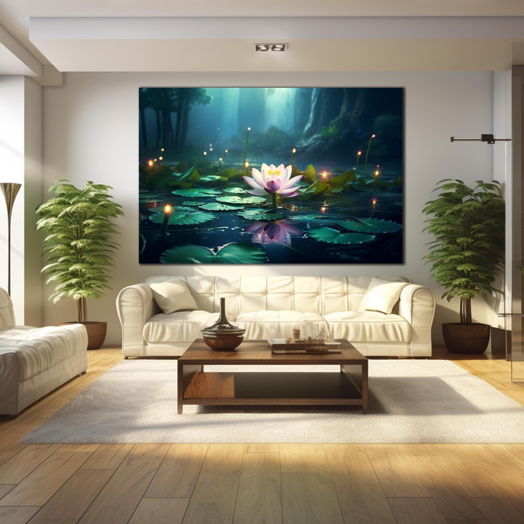Lotus Flower Tempered Glass Wall Art, Lotus Flower Art, Floral Wall Art ...