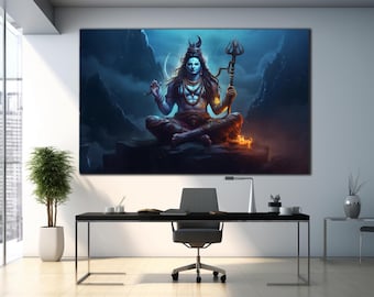 Hindu God Shiva Wall Art, Hindu Wall Decor, Hindu God Decor, Tempered Glass Wall Art, Wall Hangings, Housewarming Gifts, Shiva Wall Decor