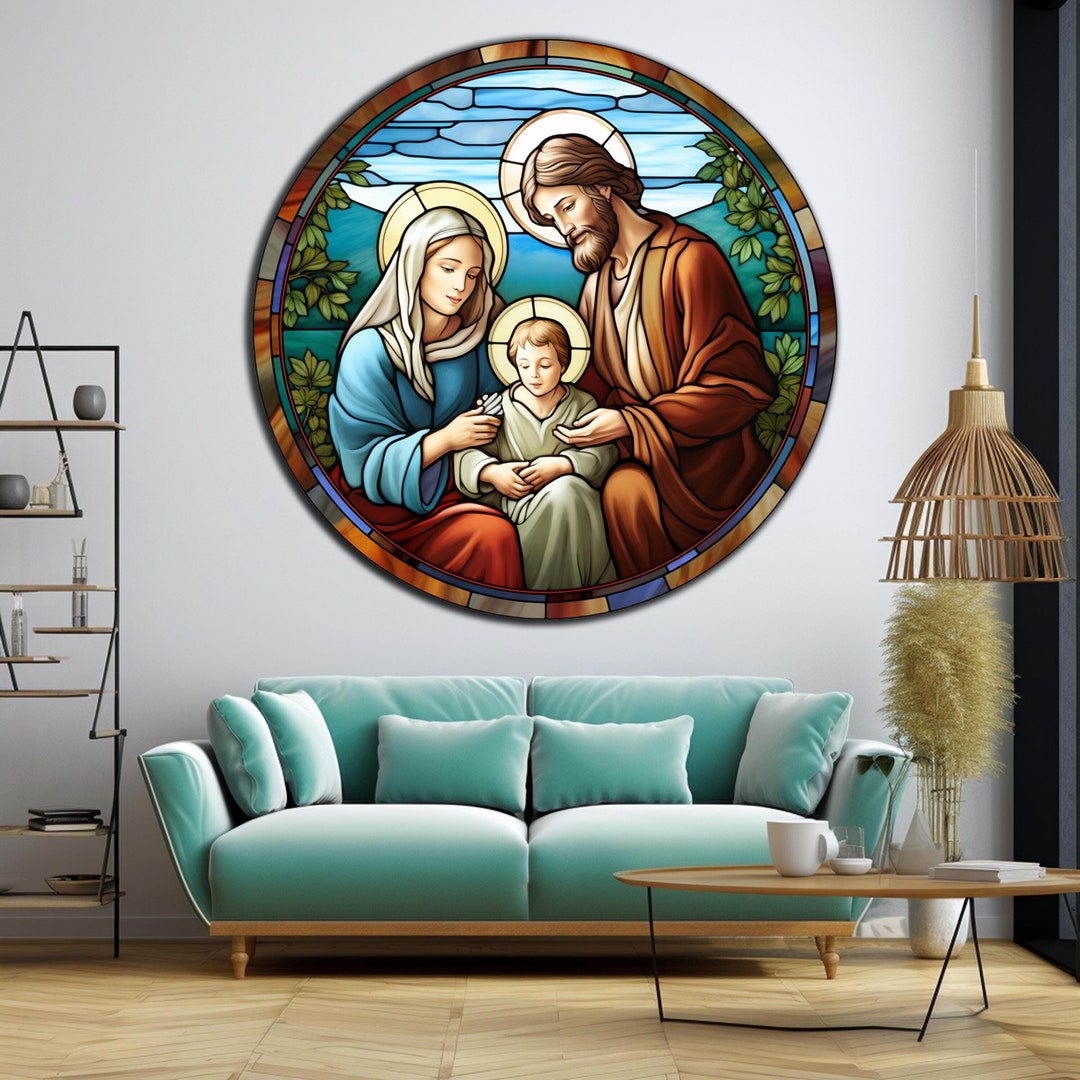 Holy Family Tempered Glass Wall Art, Jesus Wall Art, Catholic Wall Art ...