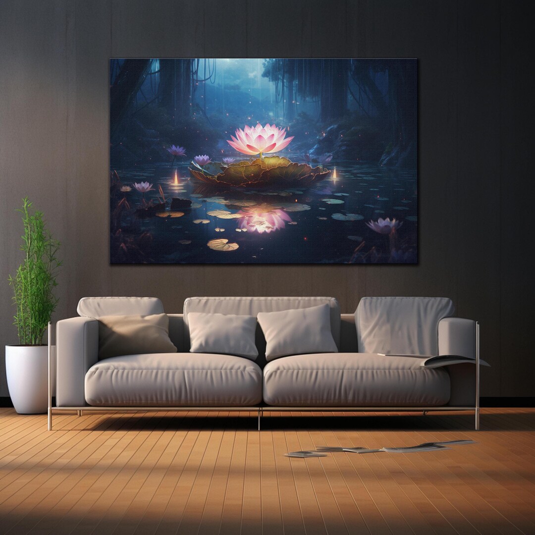 Lotus Flower Tempered Glass Wall Art, Lotus Flower Art, Floral Wall Art ...