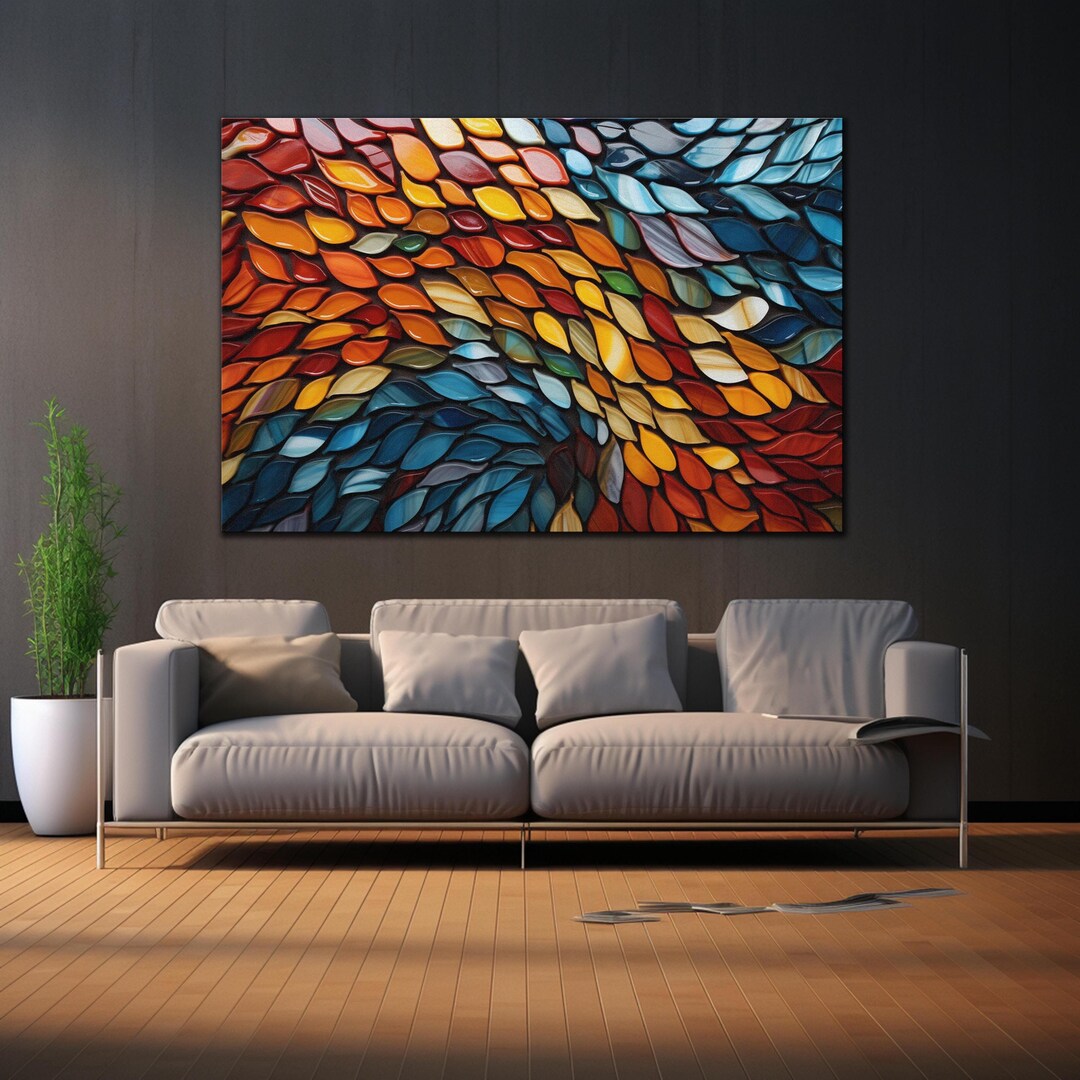 Tempered Glass Mosaic Wall Art, Extra Large Wall Art, Vivid Wall Decor