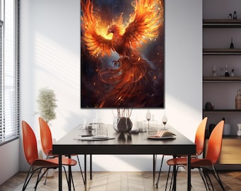 Phoenix Wall Art, Tempered Glass Wall Art, Phoenix Glass Art, Stained Glass Wall Art, Phoneix Bird Decor, Extra Large Wall Art, Gift For Her