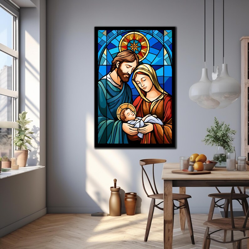 Holy Family Wall Art, Stained Glass Art, Religious Wall Art, Large Wall ...
