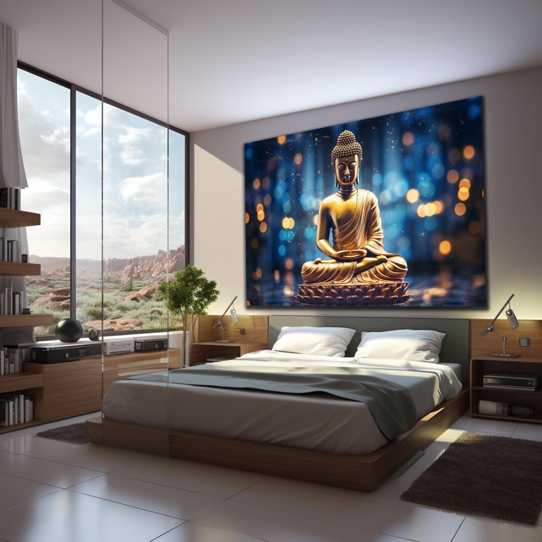 Buddha Statue Wall Art, Tempered Glass Wall Art, Hindu Wall Decor ...