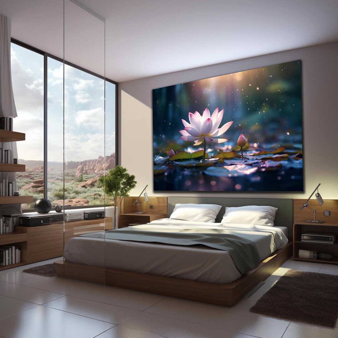 Lotus Flower Tempered Glass Wall Art, Lotus Flower Art, Floral Wall Art ...