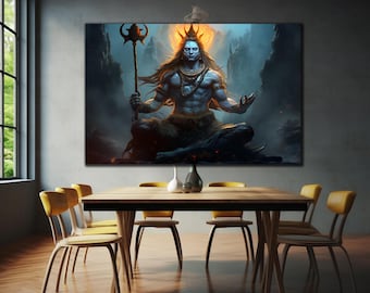 Hindu God Shiva Wall Art, Hindu Wall Decor, Hindu God Decor, Tempered Glass Wall Art, Wall Hangings, Housewarming Gifts, Shiva Wall Decor