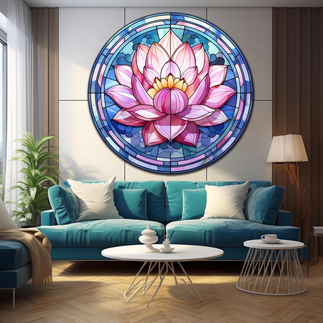 Lotus Flower Wall Art, Tempered Glass Wall Art, Floral Wall Decor ...