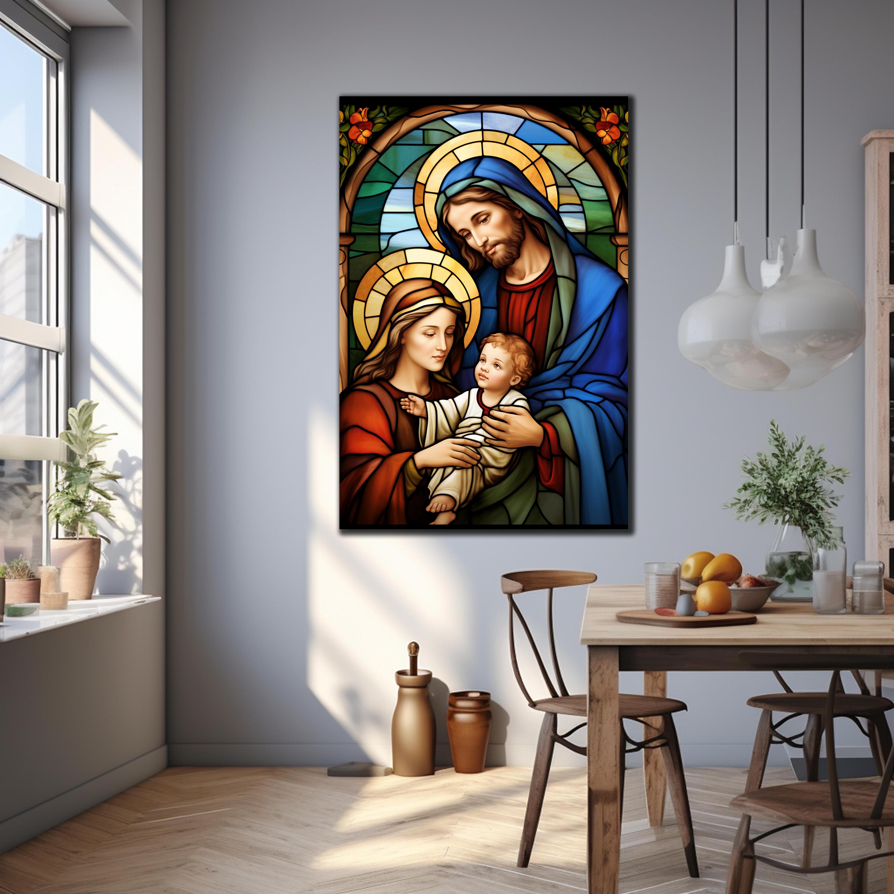 Holy Family Wall Art, Stained Glass Art, Religious Wall Art, Large Wall ...