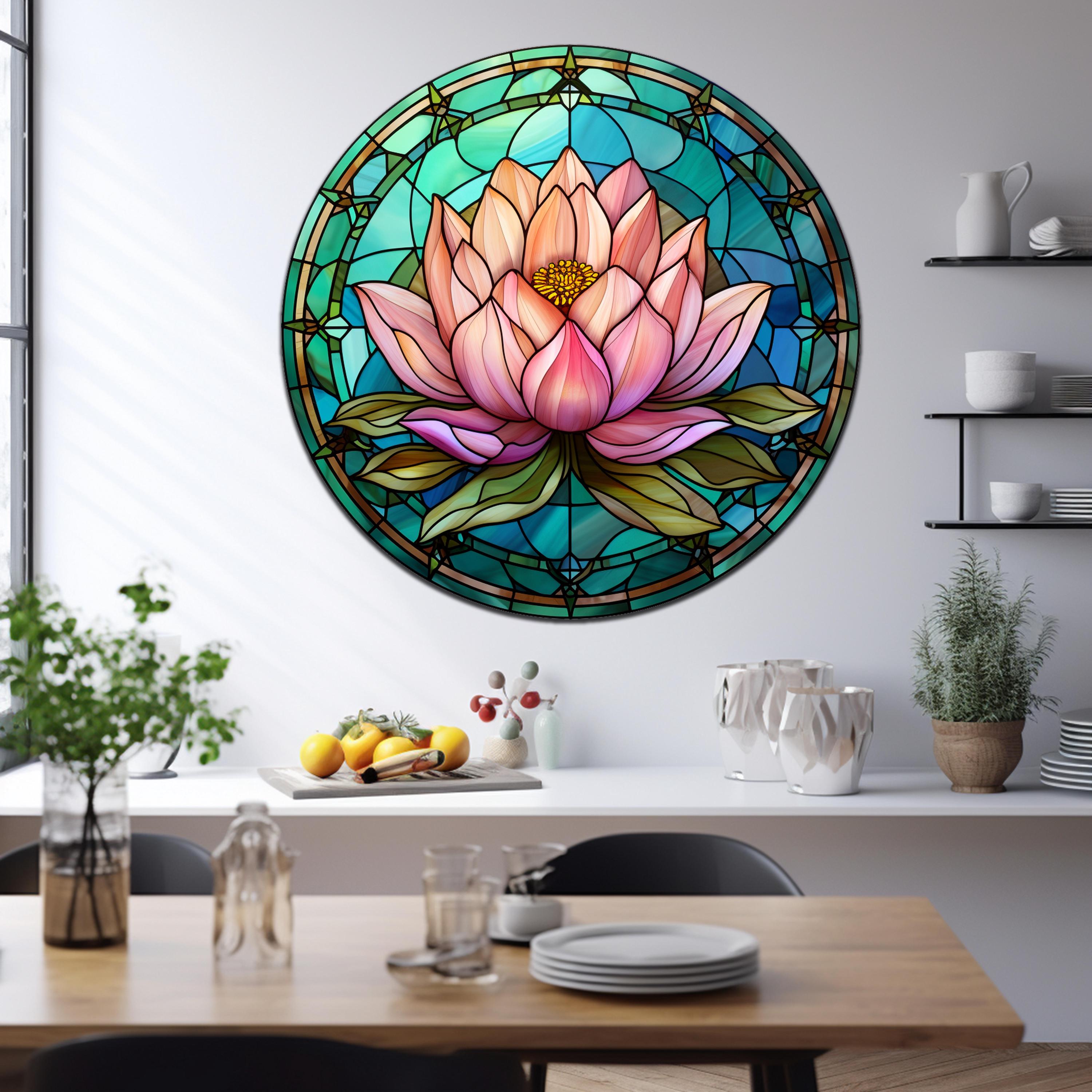 Lotus Flower Wall Art, Tempered Glass Wall Art, Floral Wall Decor ...