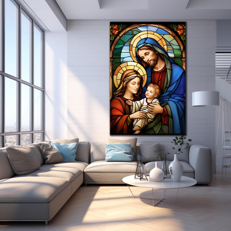 Holy Family Wall Art, Stained Glass Art, Religious Wall Art, Large Wall ...
