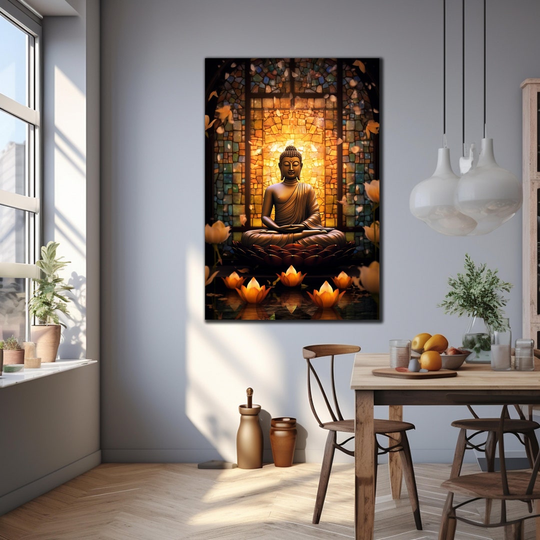 Tempered Glass Wall Art, Buddha Wall Decor, Yoga Glass Art, Meditation ...