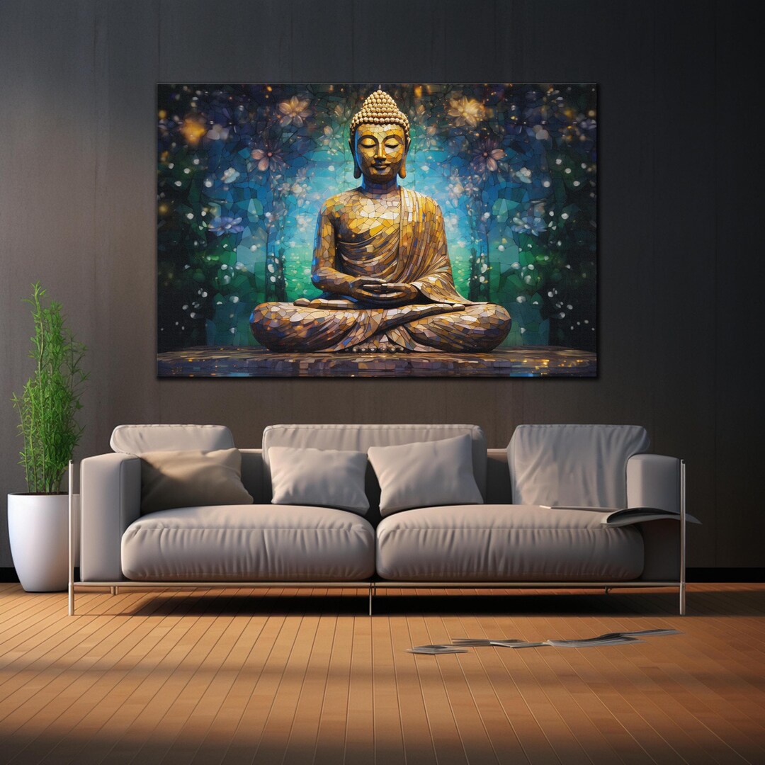 Buddha Statue Wall Art, Tempered Glass Wall Art, Hindu Wall Decor ...