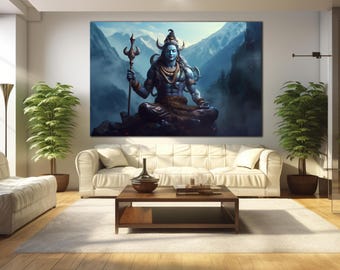 Hindu God Shiva Wall Art, Hindu Wall Decor, Hindu God Decor, Tempered Glass Wall Art, Wall Hangings, Housewarming Gifts, Shiva Wall Decor