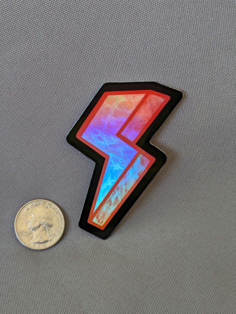 Red Lightning Bolt Holographic Sticker - Etsy
