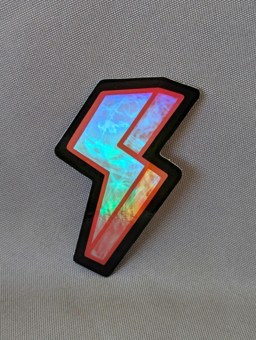 Red Lightning Bolt Holographic Sticker - Etsy