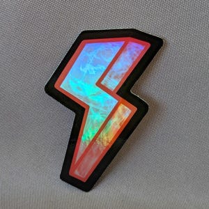Red Lightning Bolt Holographic Sticker