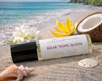 SOLAR TROPIC BLOOM Perfume Oil | Tropical Floral Coconut Scent | Beachy Summer Roll On Fragrance