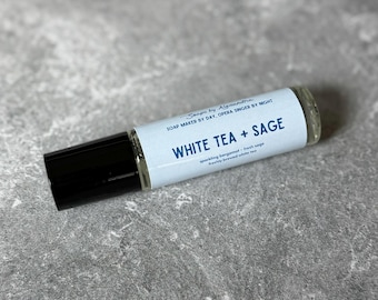WHITE TEA and SAGE - Perfume Oil, Handmade Roll On Perfume - Mother's Day Gift