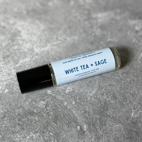 WHITE TEA und SAGE - Parfümöl, handgemachtes Roll On Parfum - Muttertagsgeschenk