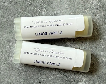 LEMON VANILLA Lip Balm | Sweet Citrus Lip Balm | Handmade Moisturizing Lip Balm | Lemon Cream Lip Care | Fruity Vanilla Chapstick