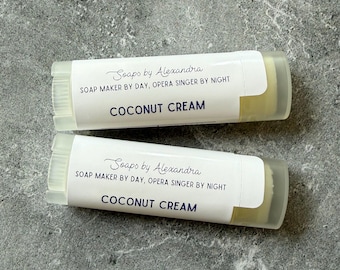 COCONUT CREAM Lip Balm – Creamy Coconut Lip Balm, Tropical Moisturizing Lip Care, Handmade Lip Balm with Jojoba & Avocado Oils, Summer Gift