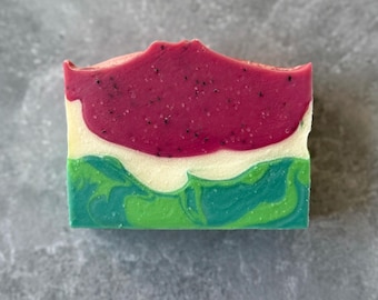 WATERMELON SUGAR - Handmade Cold Process Soap made with Olive Oil and Silk, Stocking Stuffer, Holiday Gift