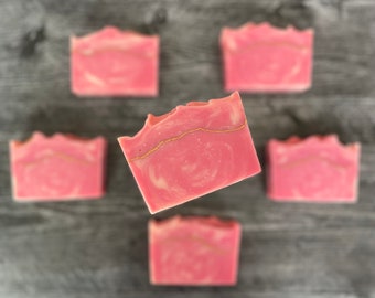 ROSE QUARTZ Soap - Handmade Cold Process Soap made with Olive Oil and Silk, Gifts for Her, Gifts under 10