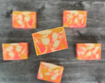 PEACHY KEEN - Handmade Cold Process Soap made with Olive Oil and Silk, Gifts for Her, Gifts Under 10