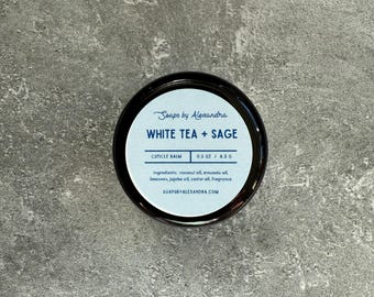 WHITE TEA + SAGE Cuticle Balm - Handmade Cuticle + Nail Care