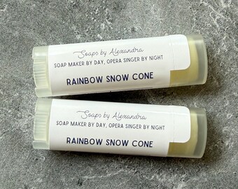 RAINBOW SNOW CONE Lip Balm – Fruity Snow Cone Lip Balm, Handmade Moisturizing Lip Balm, Summer Lip Care, Jojoba Avocado Lip Balm