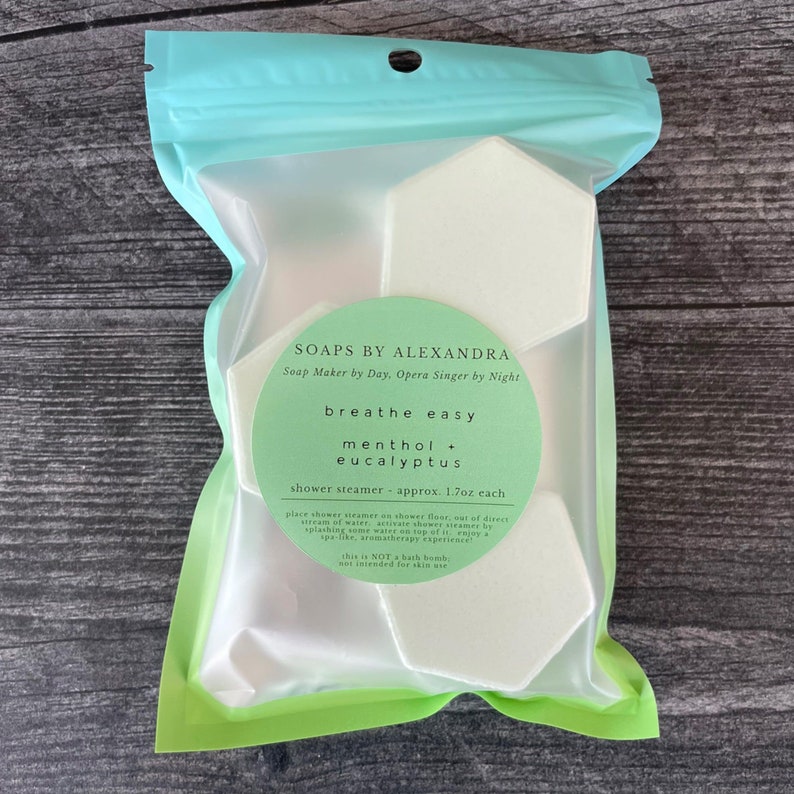 BREATHE EASY MENTHOL and Eucalyptus Shower Steamer 3 Pack, Aromatherapy, Spa, Self Care, Mothers Day Gift image 1