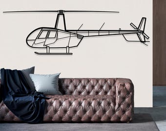 Robinson R44 Raven 2 Helicopter Metal Wall Art, Metal Wall Decor, Airplane Wall Decor, Custom Aircraft Wall Art, Helicopter Wall Art, Pilot