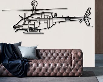 Bell OH 58E Kiowa Warrior Helicopter Metal Wall Art, Metal Wall Decor, Custom Aircraft Wall Art, Helicopter Wall Decor, Helicopter Wall Art