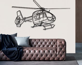Airbus H145M Helicopter Metal Wall Art, Metal Wall Decor, Airplane Wall Decor, Custom Aircraft Wall Art, Helicopter Wall Art, Pilot Gifts