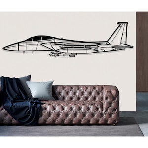 Arte de pared de metal con avión McDonnell Douglas F 15E Strike Eagle, decoración de pared de metal, decoración de pared de avión, arte de pared de avión personalizado, arte de pared de avión