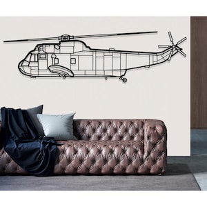 Sikorsky SH 3 Sea King Helicopter Metal Wall Art, Metal Wall Decor, Airplane Wall Decor, Custom Aircraft Wall Art, Helicopter Wall Art,Pilot