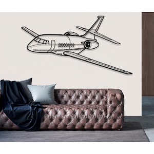 Arte de pared de metal con avión Dassault Falcon 2000, decoración de pared de metal, decoración de pared de avión, arte de pared de avión personalizado, arte de pared de avión, regalos para pilotos