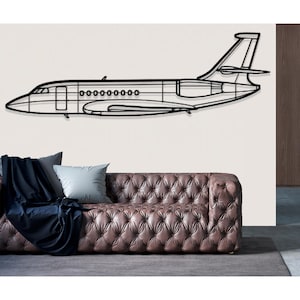 Arte de pared de metal con avión Dassault Falcon 2000EX, decoración de pared de metal, decoración de pared de avión, arte de pared de avión personalizado, arte de pared de avión, regalos para pilotos