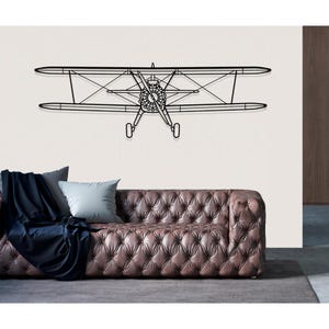 Boeing Stearman Front vliegtuig metalen muurkunst, metalen muur decor, vliegtuig muur kunst, vliegtuig muur decor, aangepaste vliegtuigen kunst aan de muur, piloot geschenken