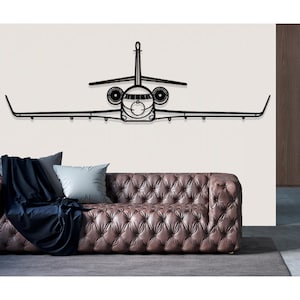 Arte de pared de metal con avión Dassault Falcon 2000LXS, decoración de pared de metal, decoración de pared de avión, arte de pared de avión personalizado, arte de pared de avión, regalo de piloto