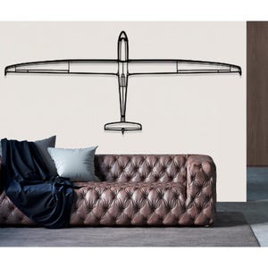 Schempp Hirth Discus Zweefvliegtuig Metal Wall Art, Metal Wall Decor, vliegtuig muur decor, aangepaste vliegtuigen muur kunst, vliegtuig kunst aan de muur, piloot geschenken