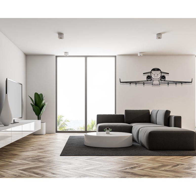 Bombardier Challenger 300 Airplane Silhouette Metal Wall Art,metal Wall