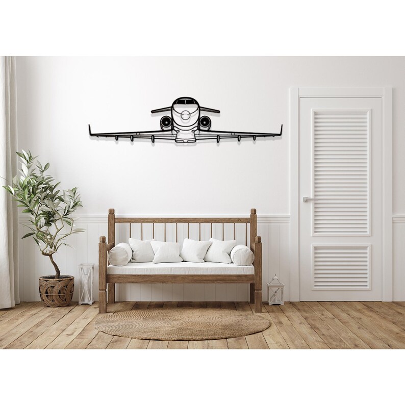 Bombardier Challenger 300 Airplane Silhouette Metal Wall Art,metal Wall