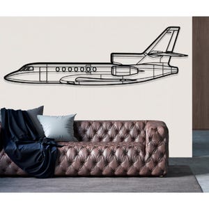 Arte de pared de metal con avión Dassault Falcon 50, decoración de pared de metal, decoración de pared de avión, arte de pared de avión personalizado, arte de pared de avión, regalos para pilotos
