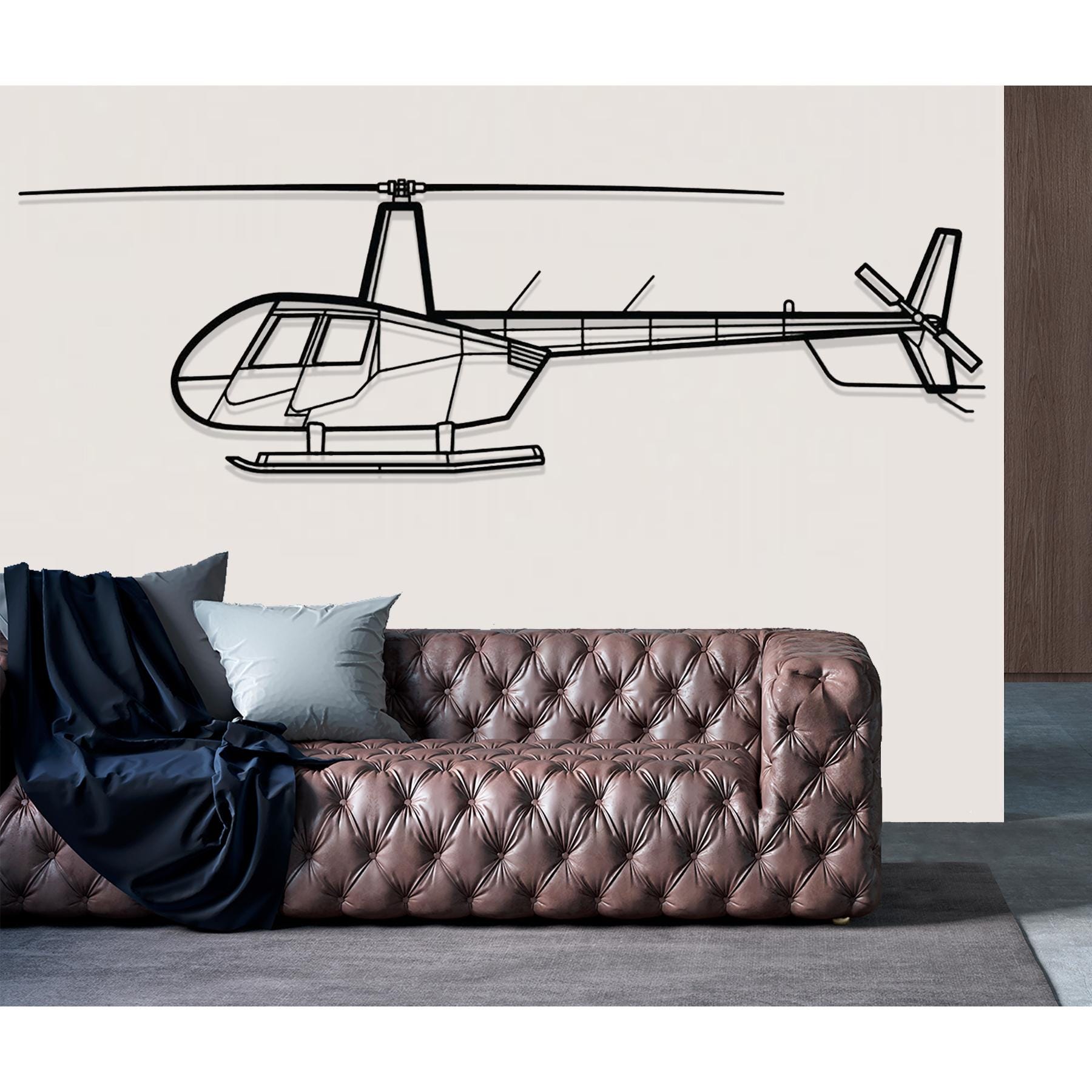 Robinson R 44 Clipper 2 Helicopter Metal Wall Art, Metal Wall Decor, Airplane Wall Decor, Custom Aircraft Wall Art, Helicopter Wall Art