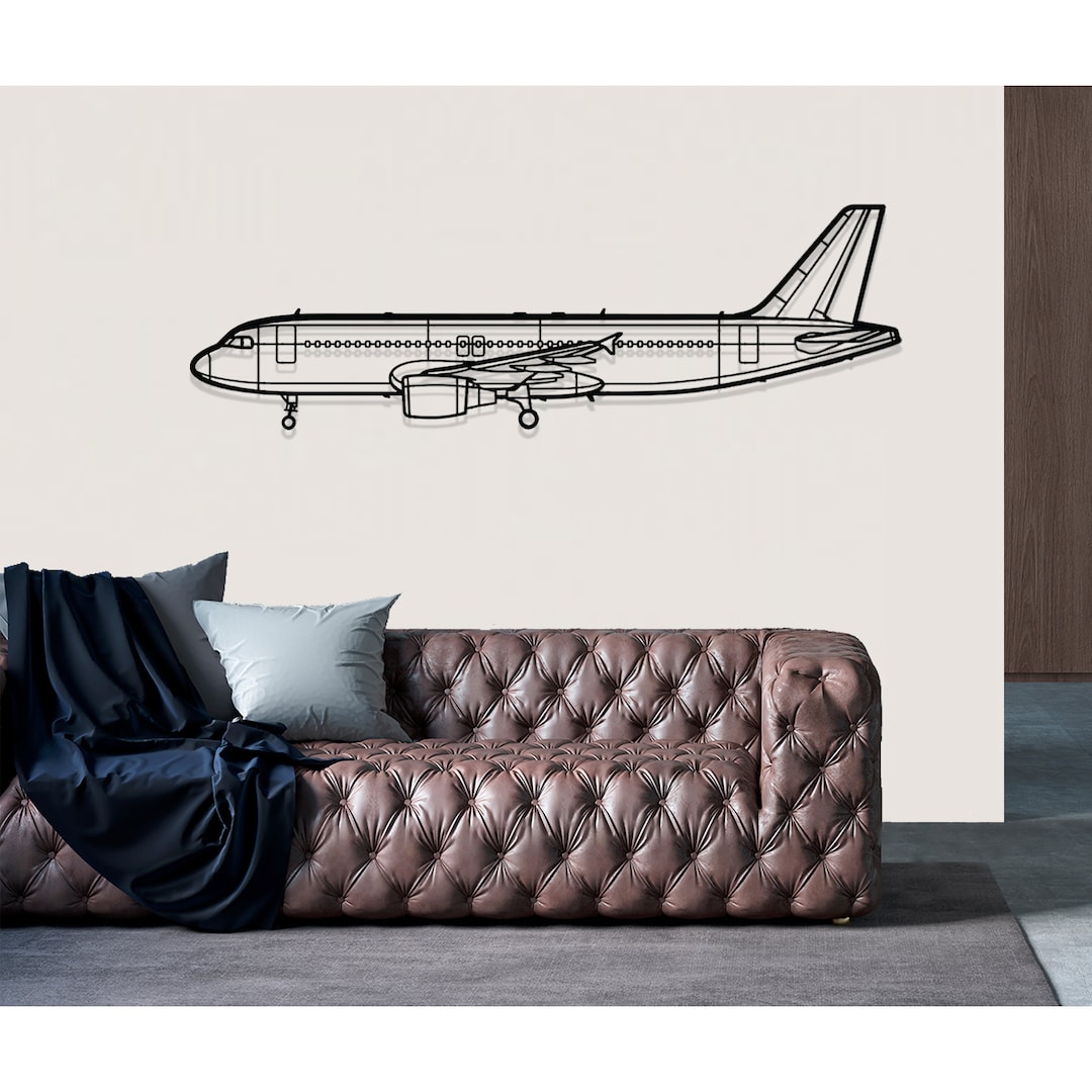 Airbus A320 Airplane Silhouette Metal Wall Art, Plane Silhouette Wall ...