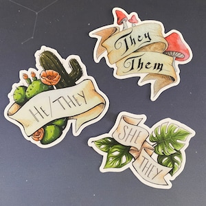 Non-binary pronoun vinyl sticker