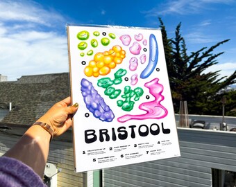 Bristol Stool Chart Art Print 12x16 Colorful, Cheeky, Happy Illustrated